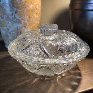 Vintage Pasari Heart And Rose Candy Dish Clear